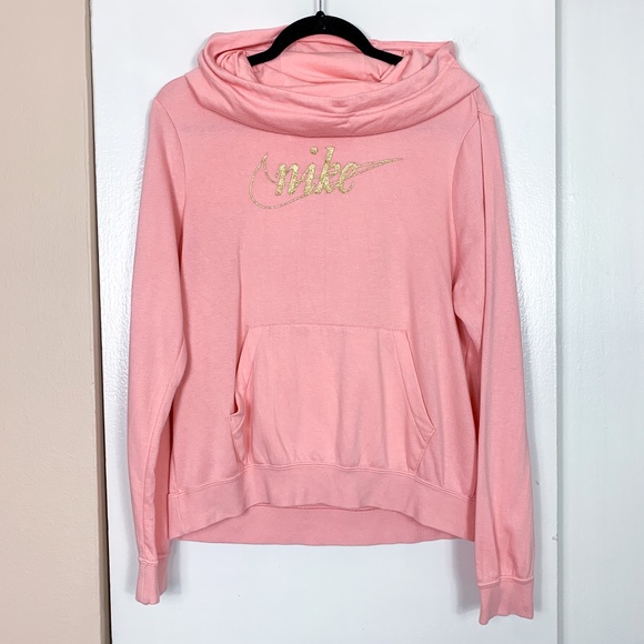 Nike Tops - Nike Coral & Gold Hooded Sweatshirt